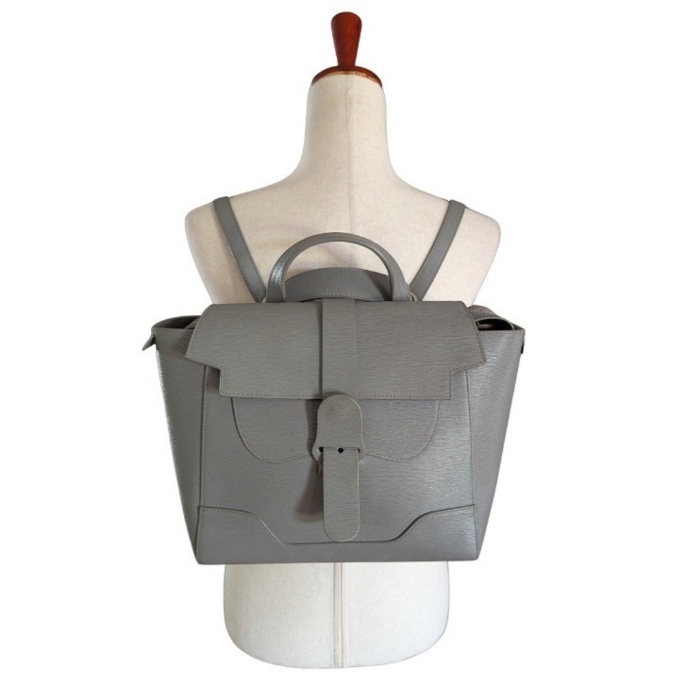Senreve Maestra Grey Mimosa Leather Convertible Backpack Satchel Bag Italy